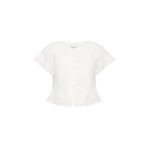 Grace Blouse - Vintage White by Posse the Label ‚Äì luxury tops in White available at Coveti