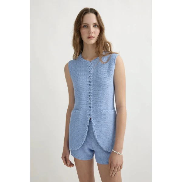 Posse Harlan Vest - Blue – sustainable Jackets in Blue from Australian designer at Coveti.