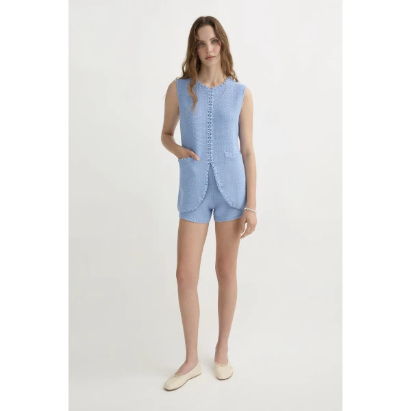 Posse Harlan Vest - Blue – sustainable Jackets in Blue from Australian designer at Coveti.