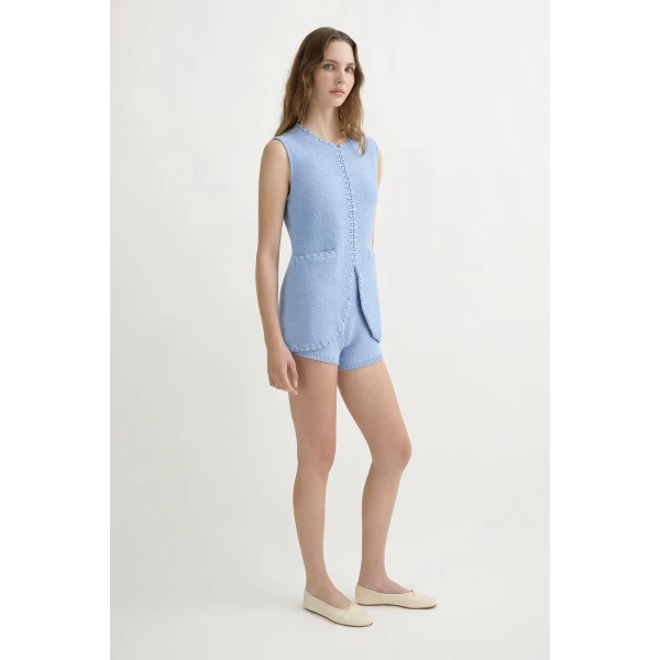 Posse Harlan Vest - Blue – sustainable Jackets in Blue from Australian designer at Coveti.