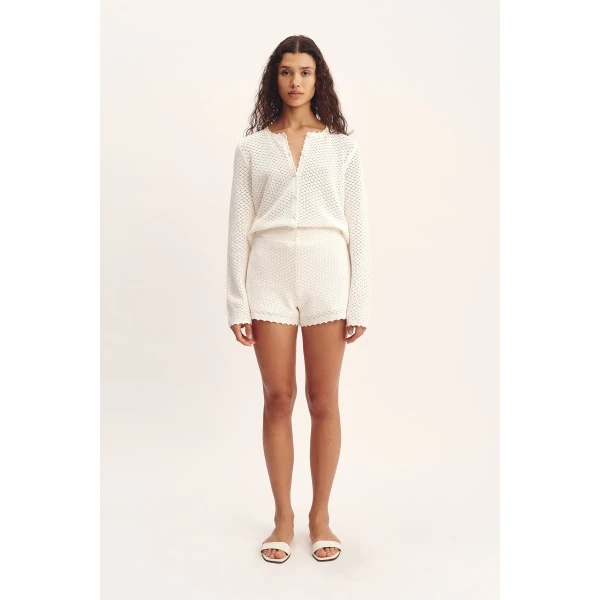 Posse Helena Short - Bone – sustainable Shorts in Ivory from Australian designer at Coveti.