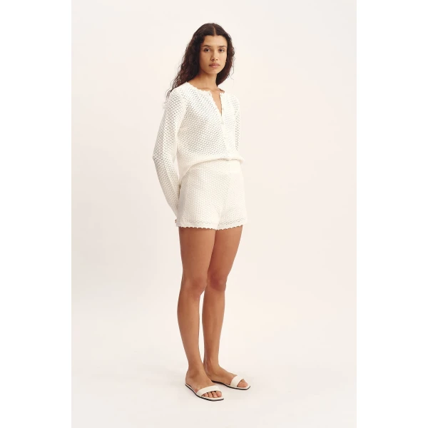 Posse Helena Short - Bone – sustainable Shorts in Ivory from Australian designer at Coveti.