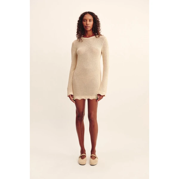 Posse Lennon Mini Dress - Beige – sustainable Dresses in Beige from Australian designer at Coveti.
