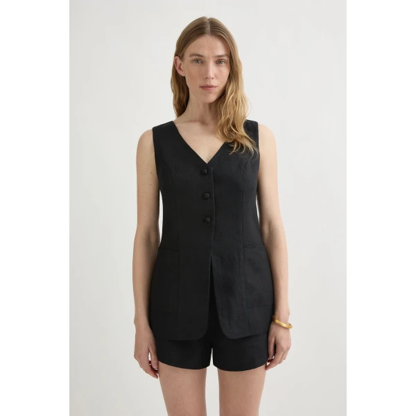 Posse Lorenzo Tailored Vest - Black – sustainable Jackets in Black from Australian designer at Coveti.