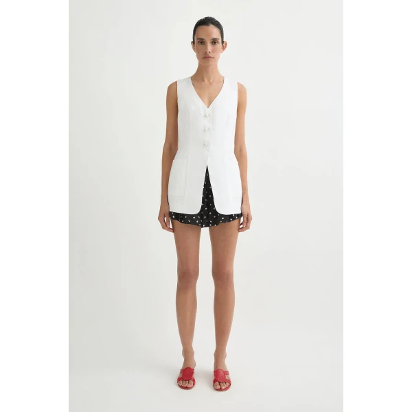 Posse Lorenzo Tailored Vest - Ivory – sustainable Jackets in Ivory from Australian designer at Coveti.