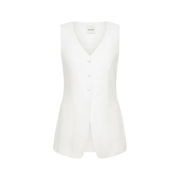 Lorenzo Tailored Vest - Ivory by Posse the Label ‚Äì luxury jackets in Ivory available at Coveti