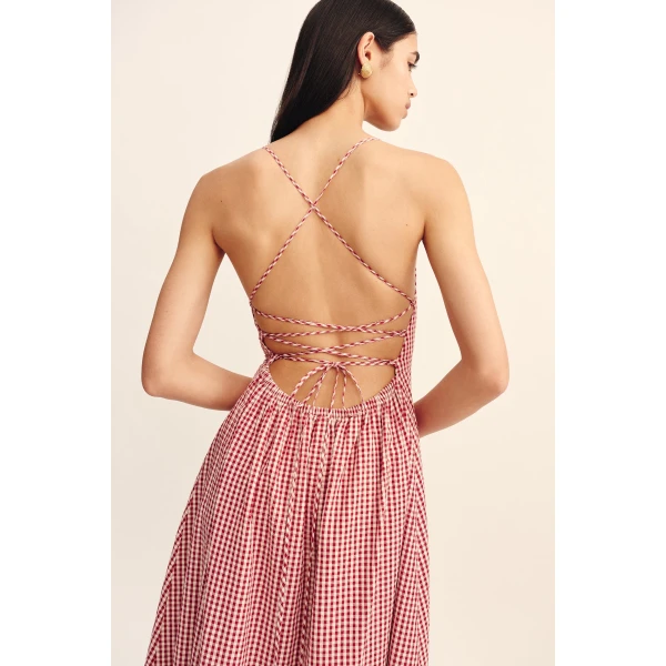 Posse Lori Dress - Red Gingham – sustainable Dresses in Red from Australian designer at Coveti.