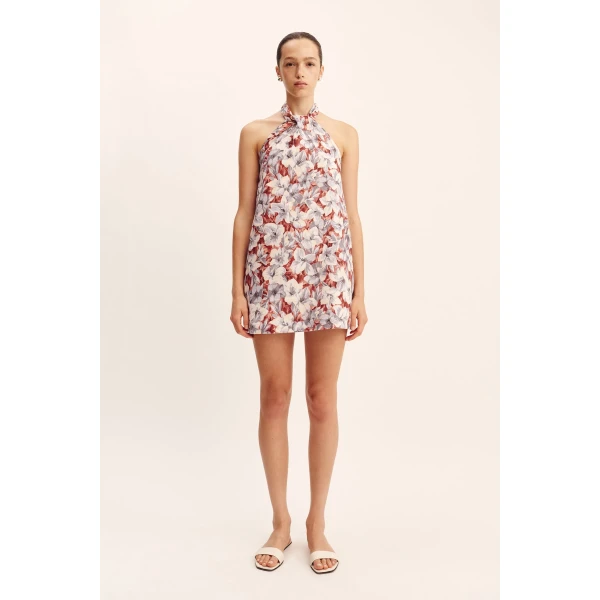 Posse Luna Halter Mini Dress - Lily Garden – sustainable Dresses in Multicolour from Australian designer at Coveti.