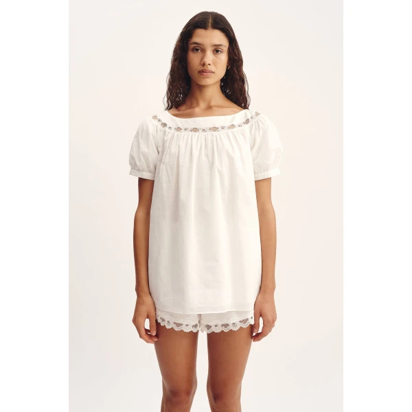 Posse Marilyn Blouse - Vintage White – sustainable Tops in White from Australian designer at Coveti.