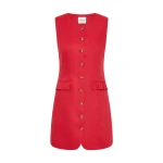Matilda Button Down Mini - Red by Posse the Label ‚Äì luxury dresses in Red available at Coveti