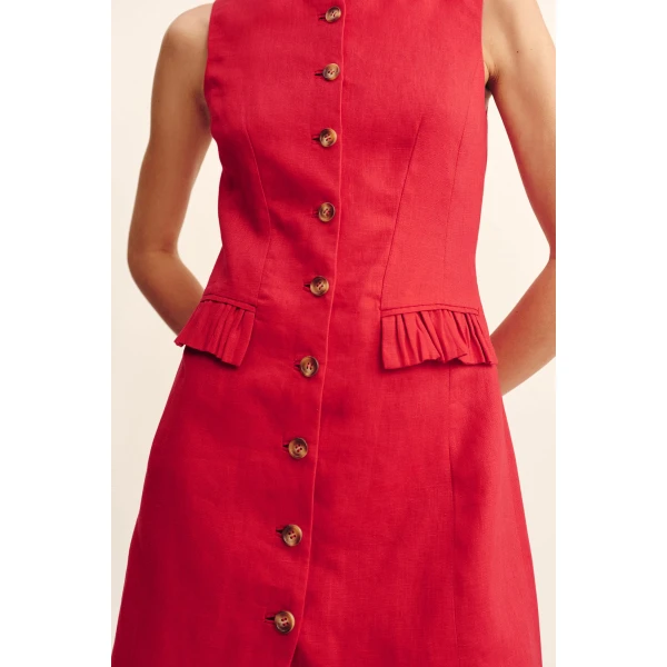 Posse Matilda Button Down Mini - Red – sustainable Dresses in Red from Australian designer at Coveti.
