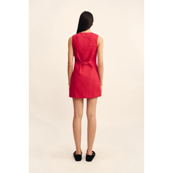 Posse Matilda Button Down Mini - Red – sustainable Dresses in Red from Australian designer at Coveti.