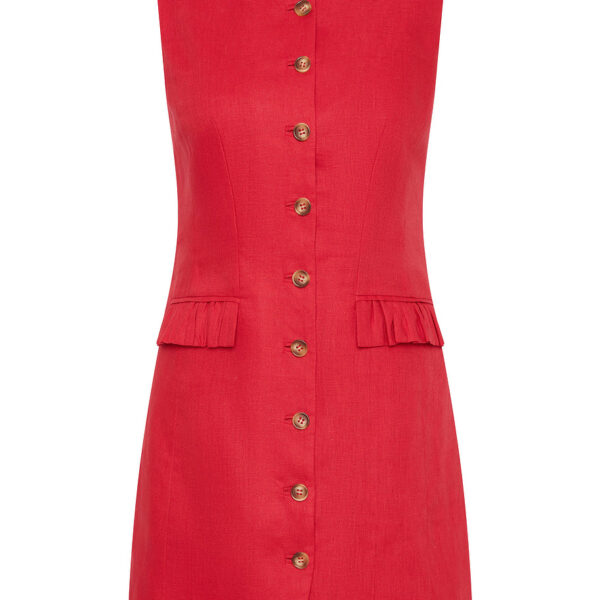 Matilda Button Down Mini - Red by Posse the Label ‚Äì luxury dresses in Red available at Coveti