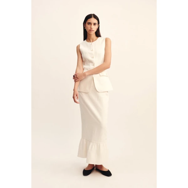 Posse Matilda Column Skirt - Cream – sustainable Skirts in Ivory from Australian designer at Coveti.