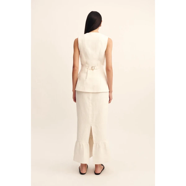 Posse Matilda Column Skirt - Cream – sustainable Skirts in Ivory from Australian designer at Coveti.