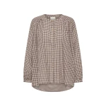 Mira Shirt - Petite Mocha Gingham by Posse the Label ‚Äì luxury tops in Brown available at Coveti