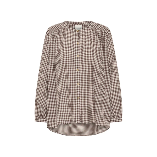 Mira Shirt - Petite Mocha Gingham by Posse the Label ‚Äì luxury tops in Brown available at Coveti