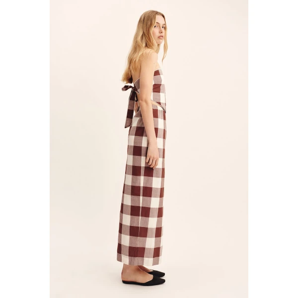 Posse Mira Skirt - Mocha Gingham – sustainable Skirts in Brown from Australian designer at Coveti.
