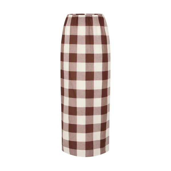 Mira Skirt - Mocha Gingham by Posse the Label ‚Äì luxury skirts in Brown available at Coveti