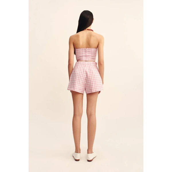 Posse Paige Bandeau - Pink Gingham – sustainable Tops in Pink from Australian designer at Coveti.
