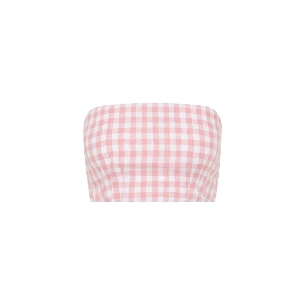 Paige Bandeau - Pink Gingham by Posse the Label ‚Äì luxury tops in Pink available at Coveti
