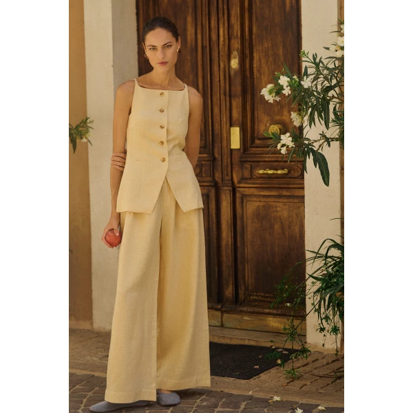 Posse Parker Trouser - Dusty Citron – sustainable Pants in Yellow from Australian designer at Coveti.