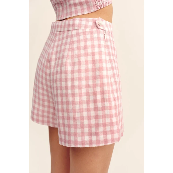 Posse Perri Short - Pink Gingham – sustainable Shorts in Pink from Australian designer at Coveti.