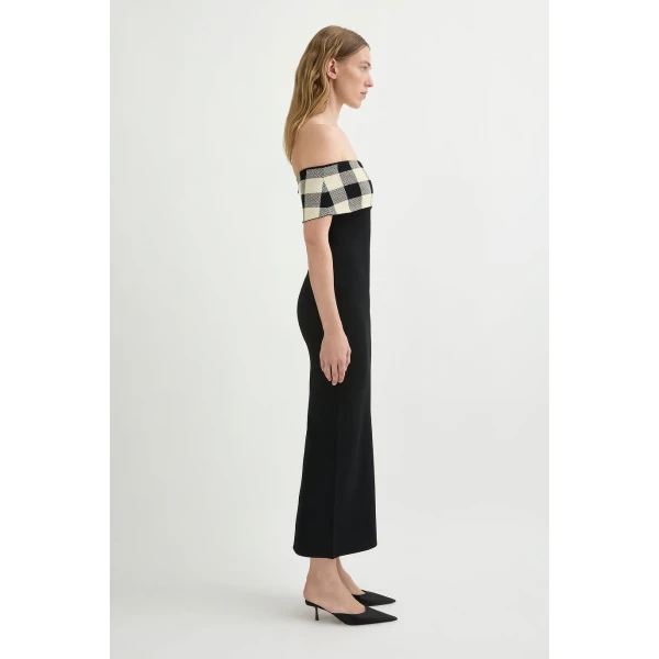 Posse Pippa Off The Shoulder Dress - Heritage Plaid – sustainable Dresses in Multicolour from Australian designer at Coveti.