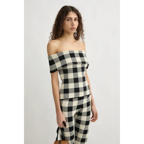 Posse Pippa Strapless Top - Heritage Plaid – sustainable Tops in Multicolour from Australian designer at Coveti.