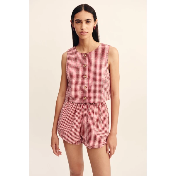 Posse Rio Top - Red Gingham – sustainable Tops in Red from Australian designer at Coveti.