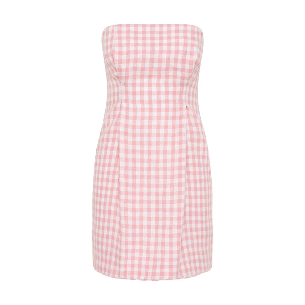 Rosalie Strapless Mini Dress - Pink Gingham by Posse the Label ‚Äì luxury dresses in Pink available at Coveti