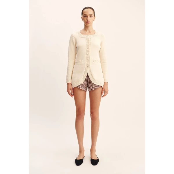 Posse Sabrina Cardigan - Cream – sustainable Knitwear in Ivory from Australian designer at Coveti.