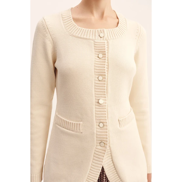 Posse Sabrina Cardigan - Cream – sustainable Knitwear in Ivory from Australian designer at Coveti.