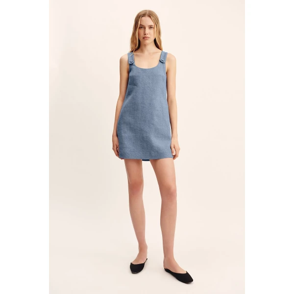 Posse Thea Shift Dress - Steel Blue – sustainable Dresses in Blue from Australian designer at Coveti.