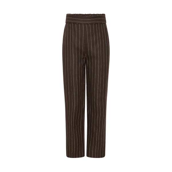 Thea Trouser - Chocolate Cream Pinstripe by Posse the Label ‚Äì luxury pants in Brown available at Coveti
