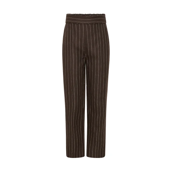 Thea Trouser - Chocolate Cream Pinstripe by Posse the Label ‚Äì luxury pants in Brown available at Coveti
