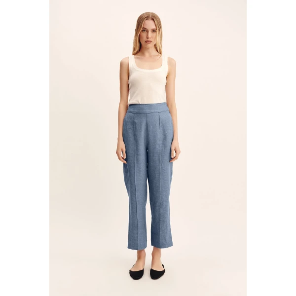 Posse Thea Trouser - Steel Blue – sustainable Pants in Blue from Australian designer at Coveti.