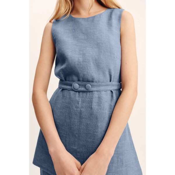 Posse Thea Tunic - Steel Blue – sustainable Dresses in Blue from Australian designer at Coveti.