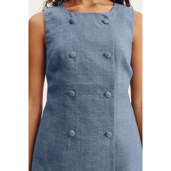 Posse Thea Vest - Steel Blue – sustainable Jackets in Blue from Australian designer at Coveti.