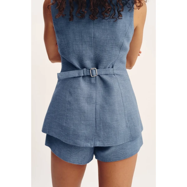 Posse Thea Vest - Steel Blue – sustainable Jackets in Blue from Australian designer at Coveti.