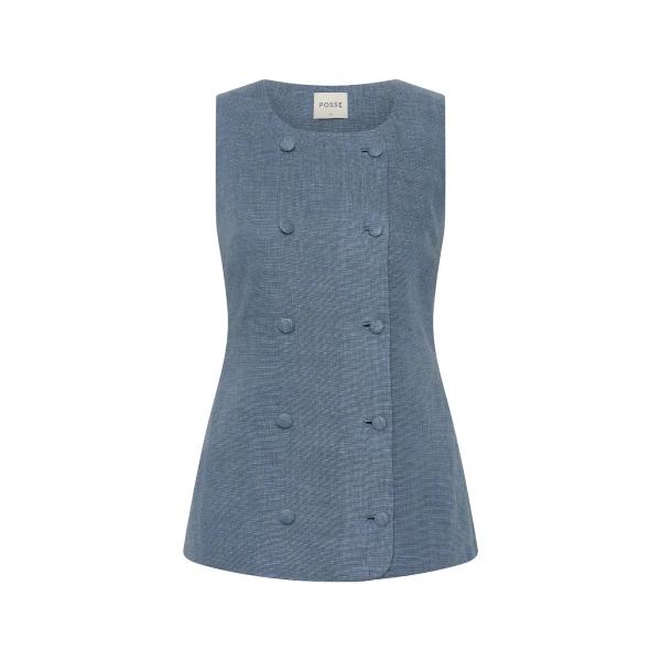 Thea Vest - Steel Blue by Posse the Label ‚Äì luxury jackets in Blue available at Coveti