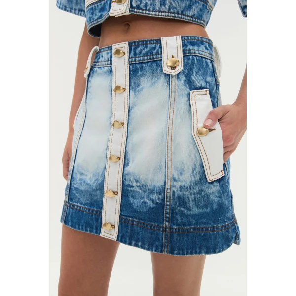 Aje Tides Denim Mini Skirt, view 3