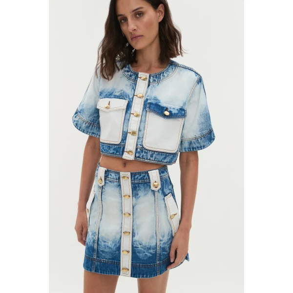 Aje Tides Denim Mini Skirt, view 4