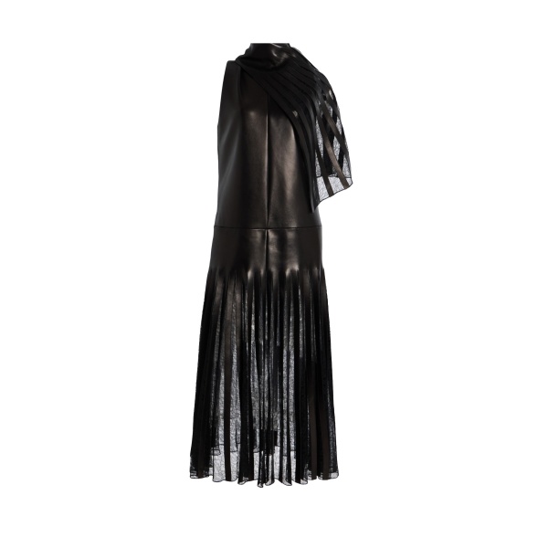 Brandon Maxwell The Blythe Leather Embroidered Dress in Black