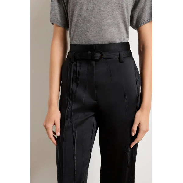 Brandon Maxwell Black Pants with sculptural silhouette photographed against minimal backdrop