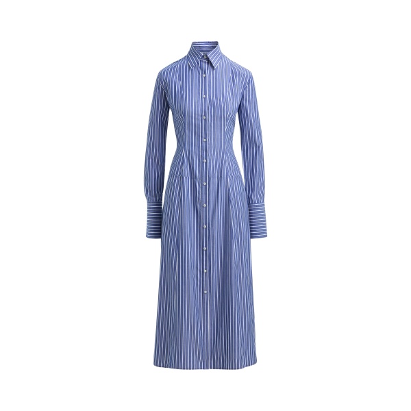 Brandon Maxwell The Sammy Shirtdress in Navy Striped Cotton Dress