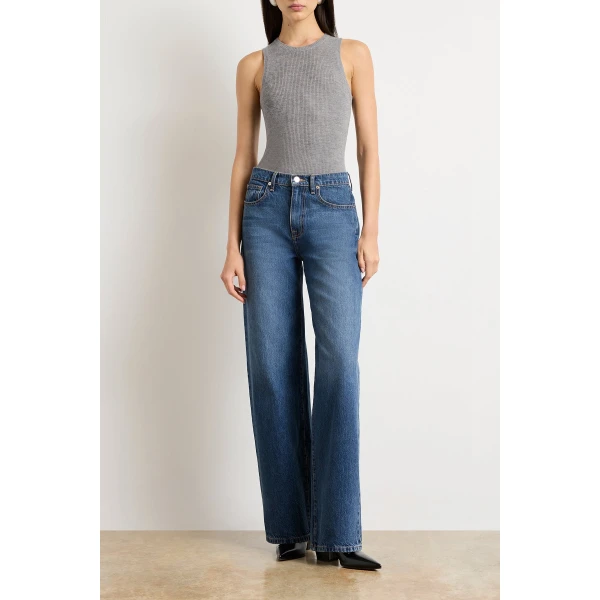 Brandon Maxwell Blue Pants with sculptural silhouette photographed against minimal backdrop