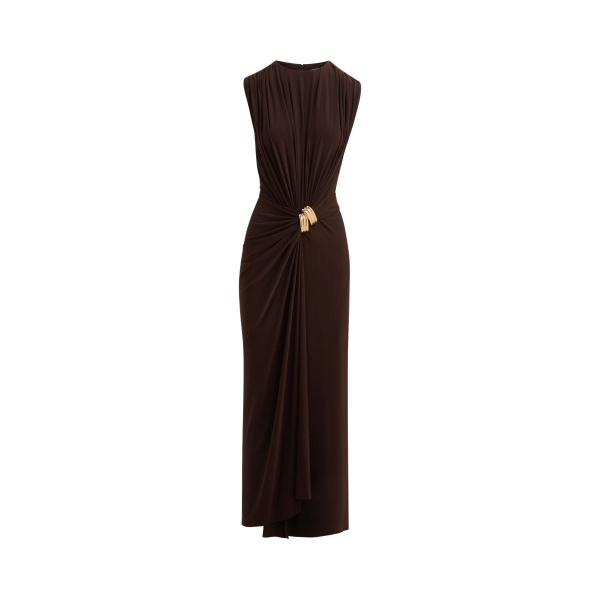 Brandon Maxwell The Serena Draped Jersey Dress in Espresso