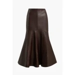 Brandon Maxwell Brown Skirts with sculptural silhouette photographed against minimal backdrop
