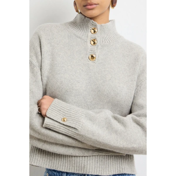 Brandon Maxwell Gray Knitwear with sculptural silhouette photographed against minimal backdrop